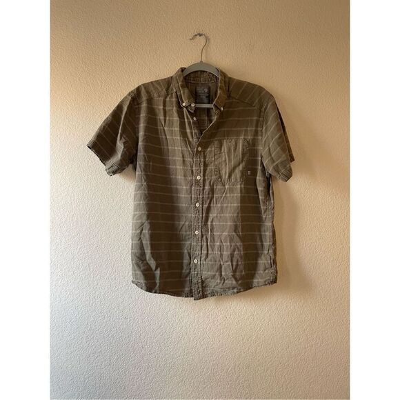 Mountain hardware linen and cotton mens‎ striped short sleeve shirt size medium - Picture 1 of 7
